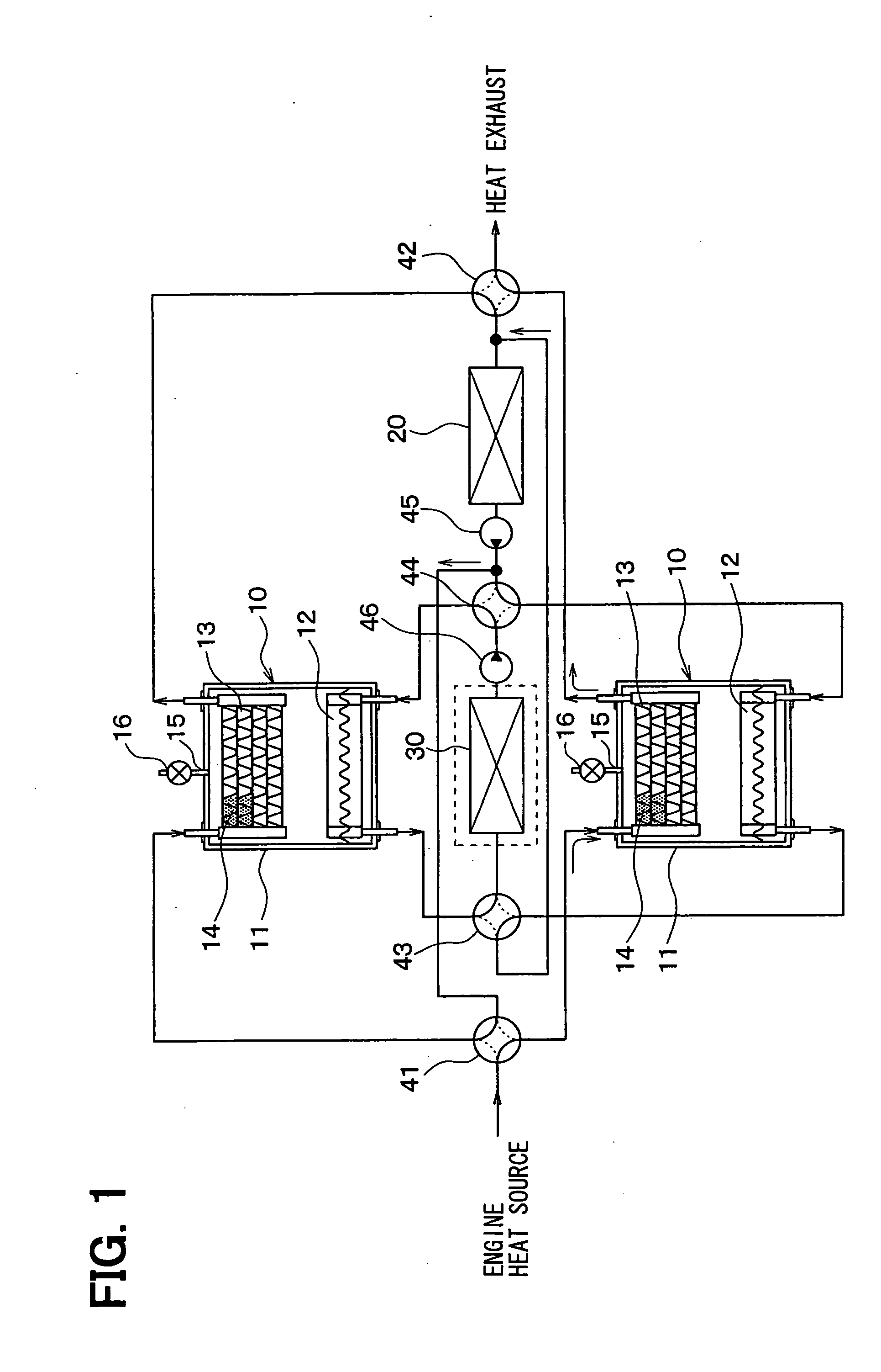 Heat exchange having adsorbing core for use in refrigerating system