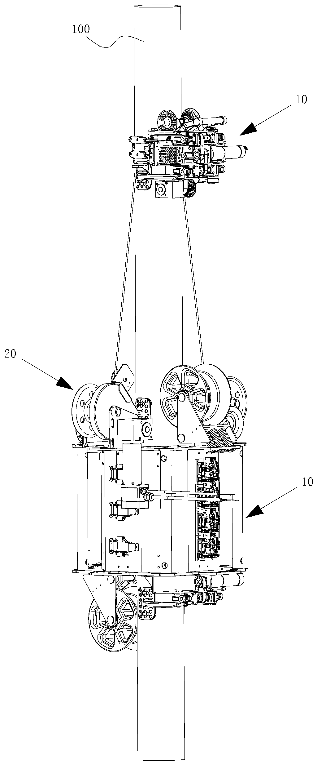 Split type cable climbing detection robot