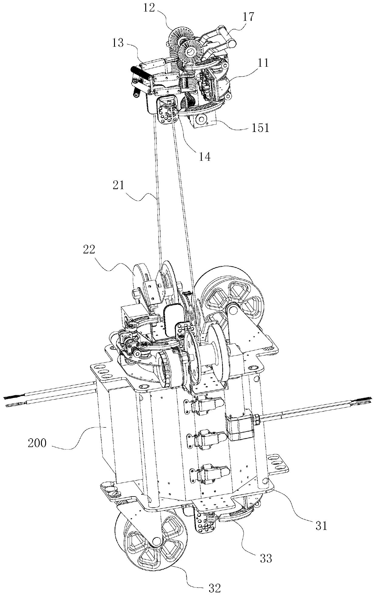 Split type cable climbing detection robot