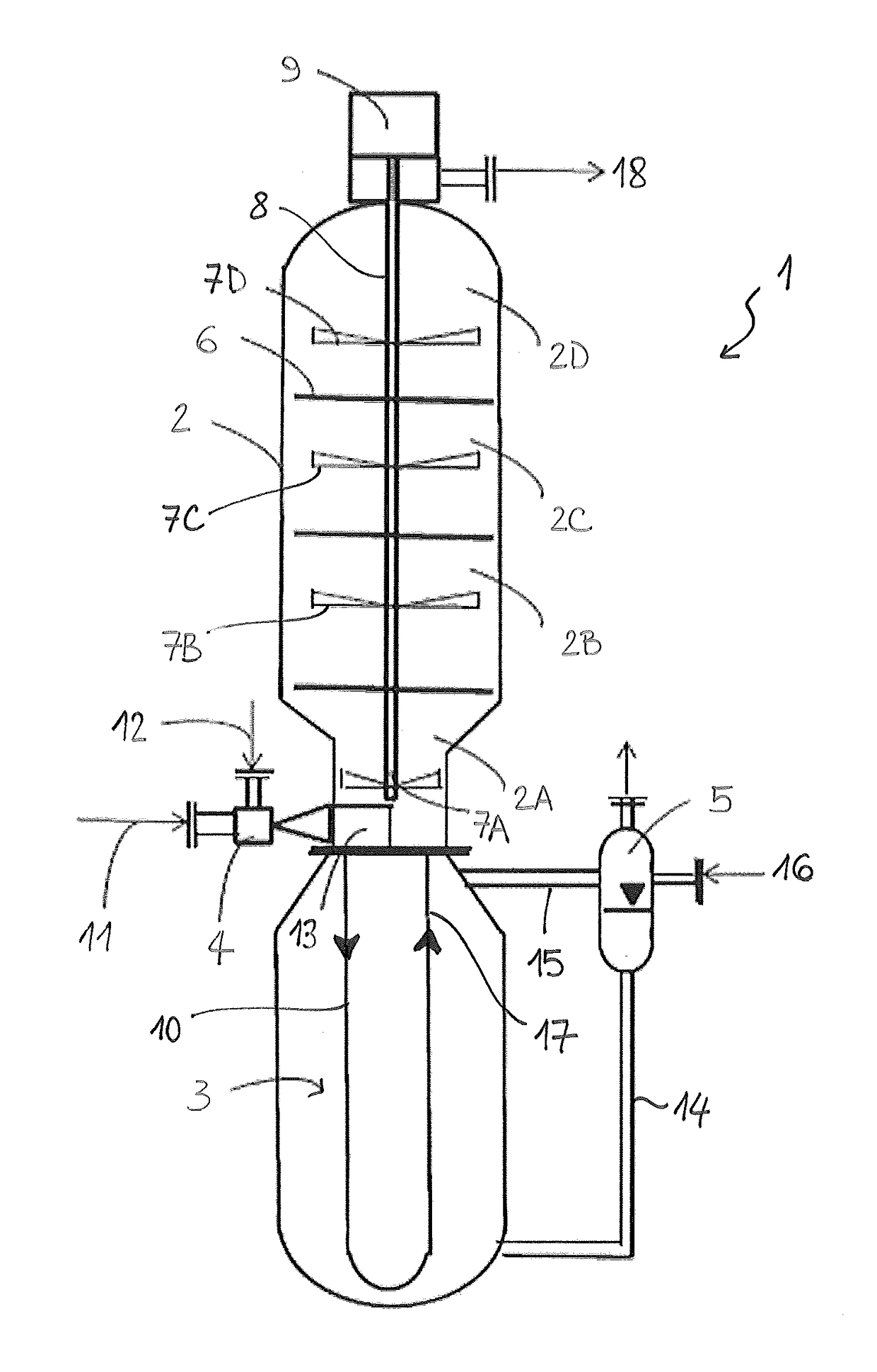 A reactor-condenser for the synthesis of urea