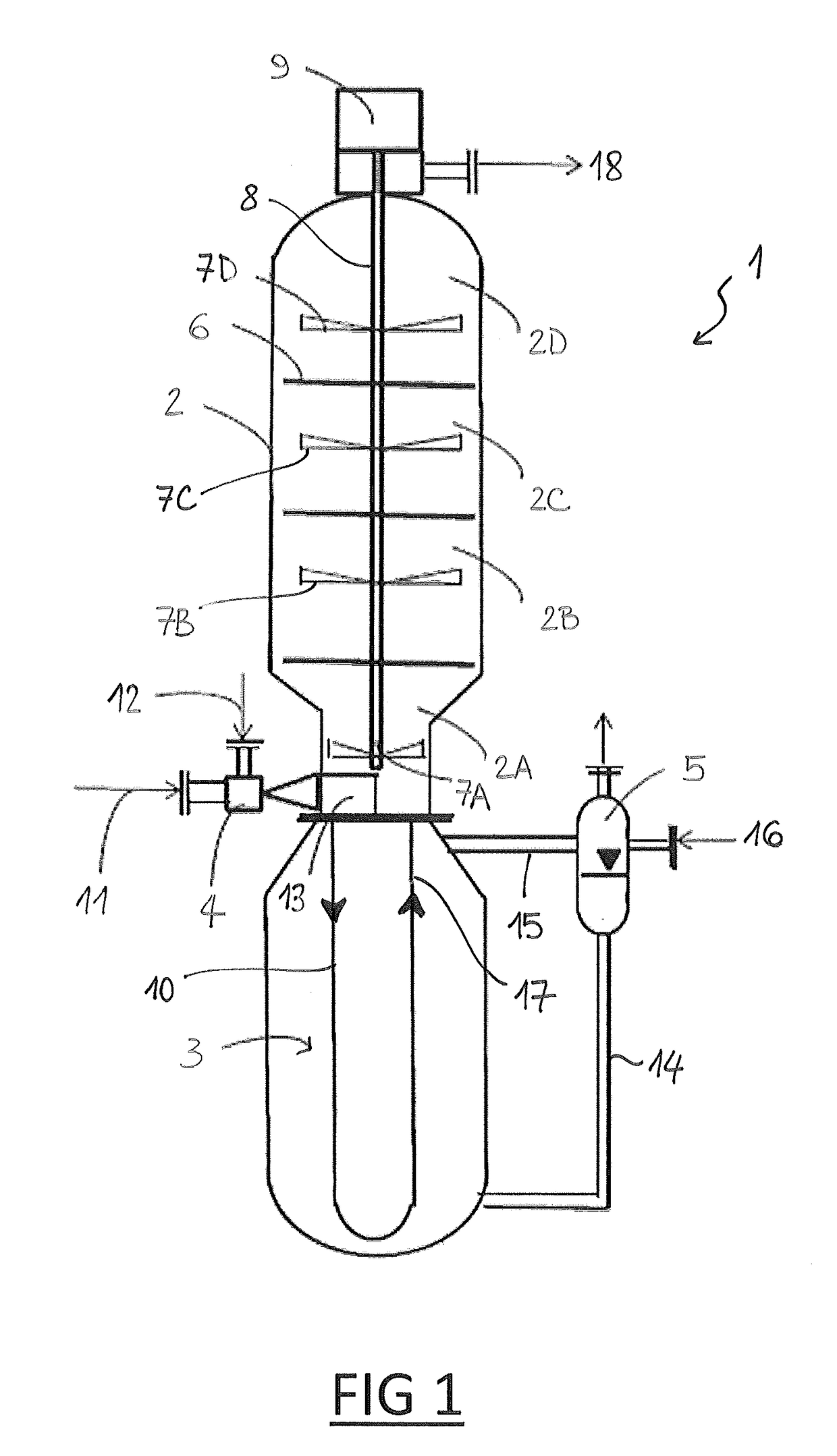 A reactor-condenser for the synthesis of urea