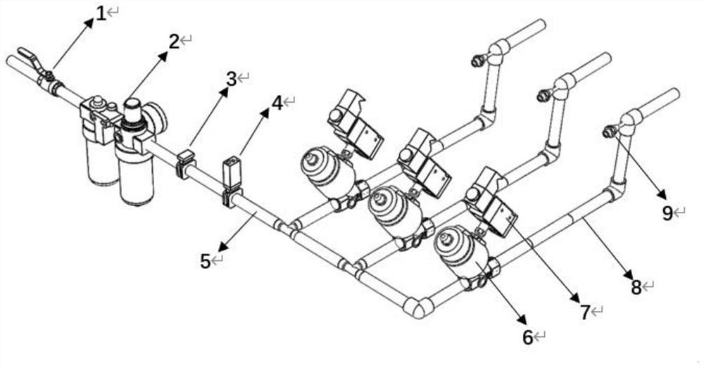 Steeper liquid level probe spraying and blowing device