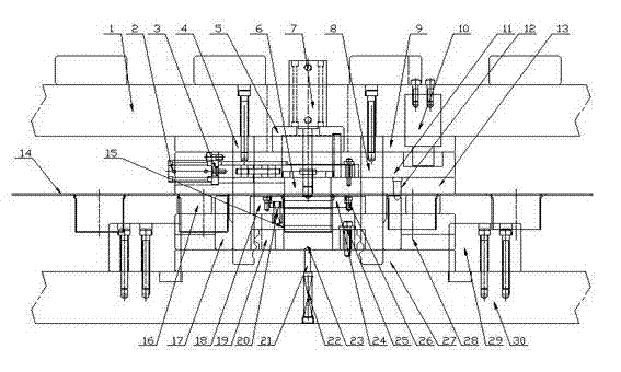 Pneumatic connection rod type rotary cutting mould