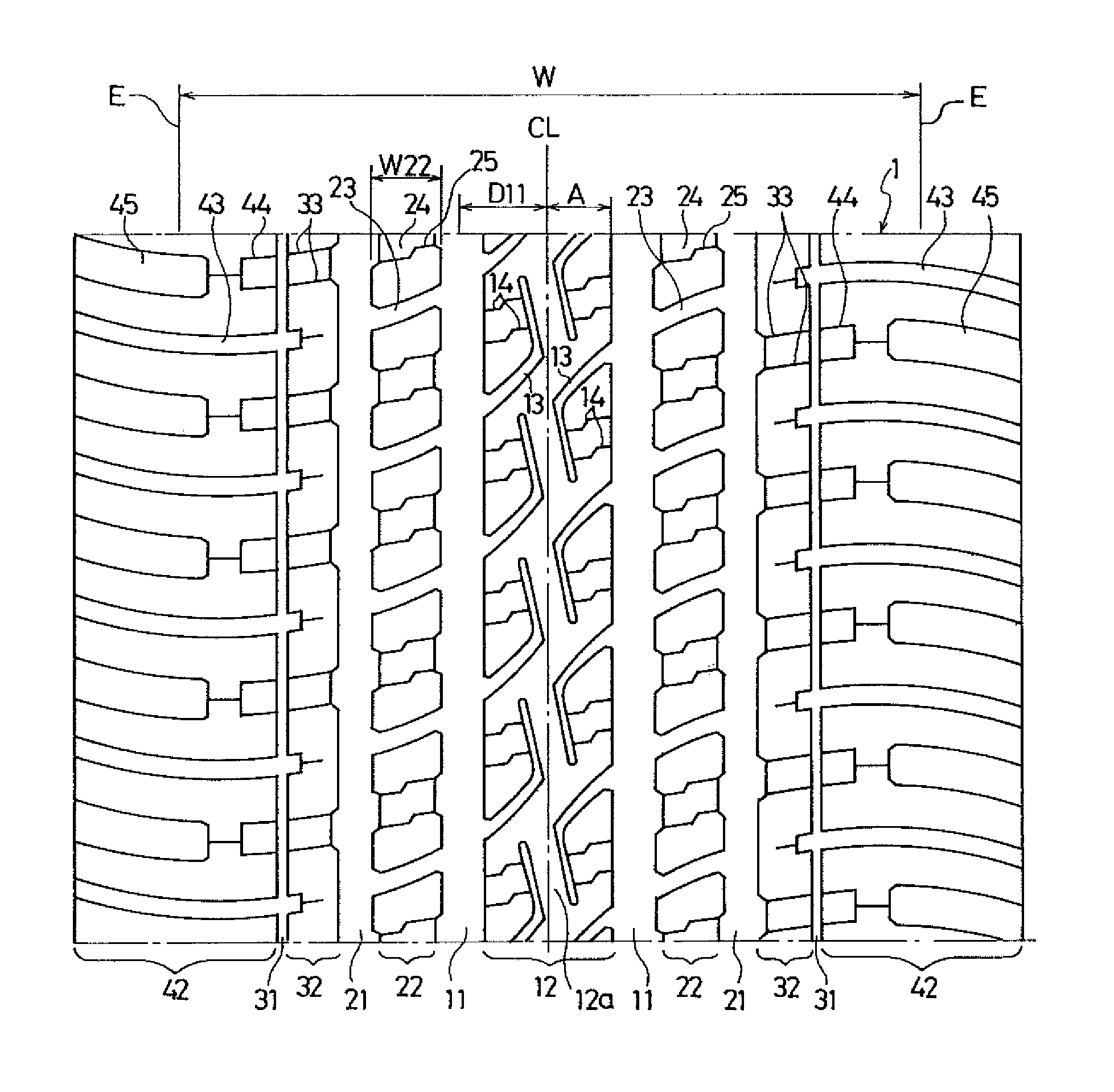 Pneumatic tire with tread having rib portion, sub-grooves and sipes