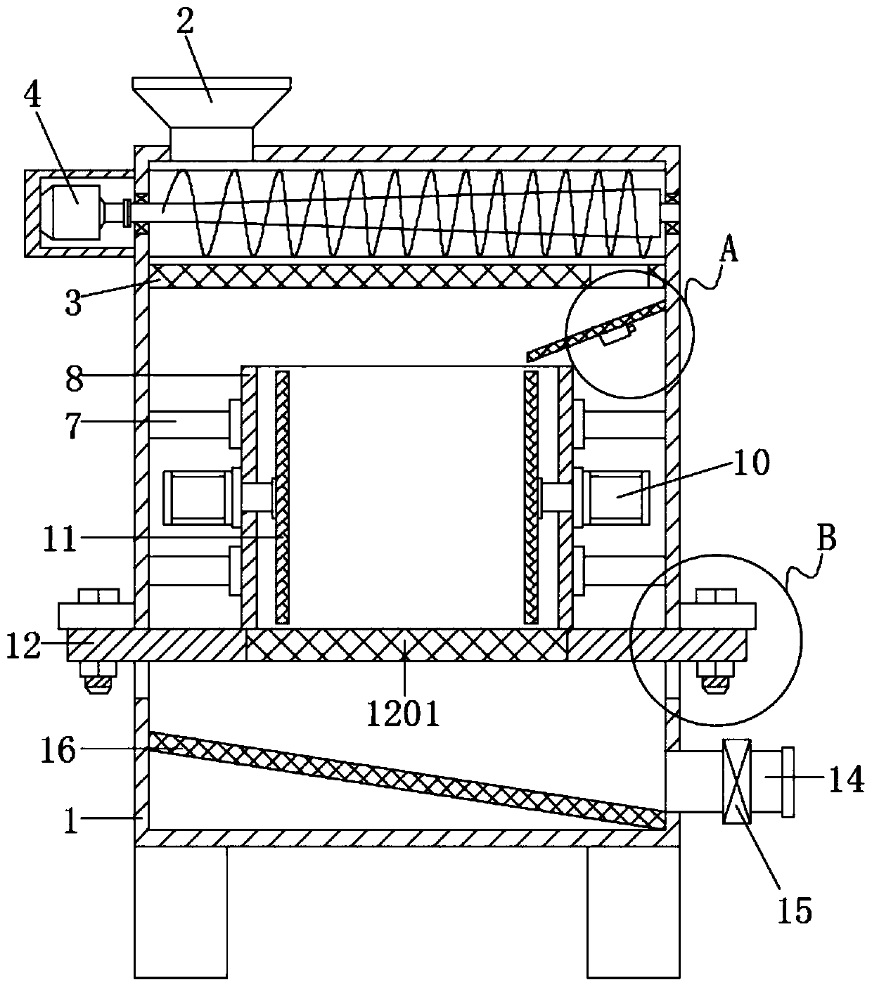 Multi-stage squeezing equipment for sesame oil