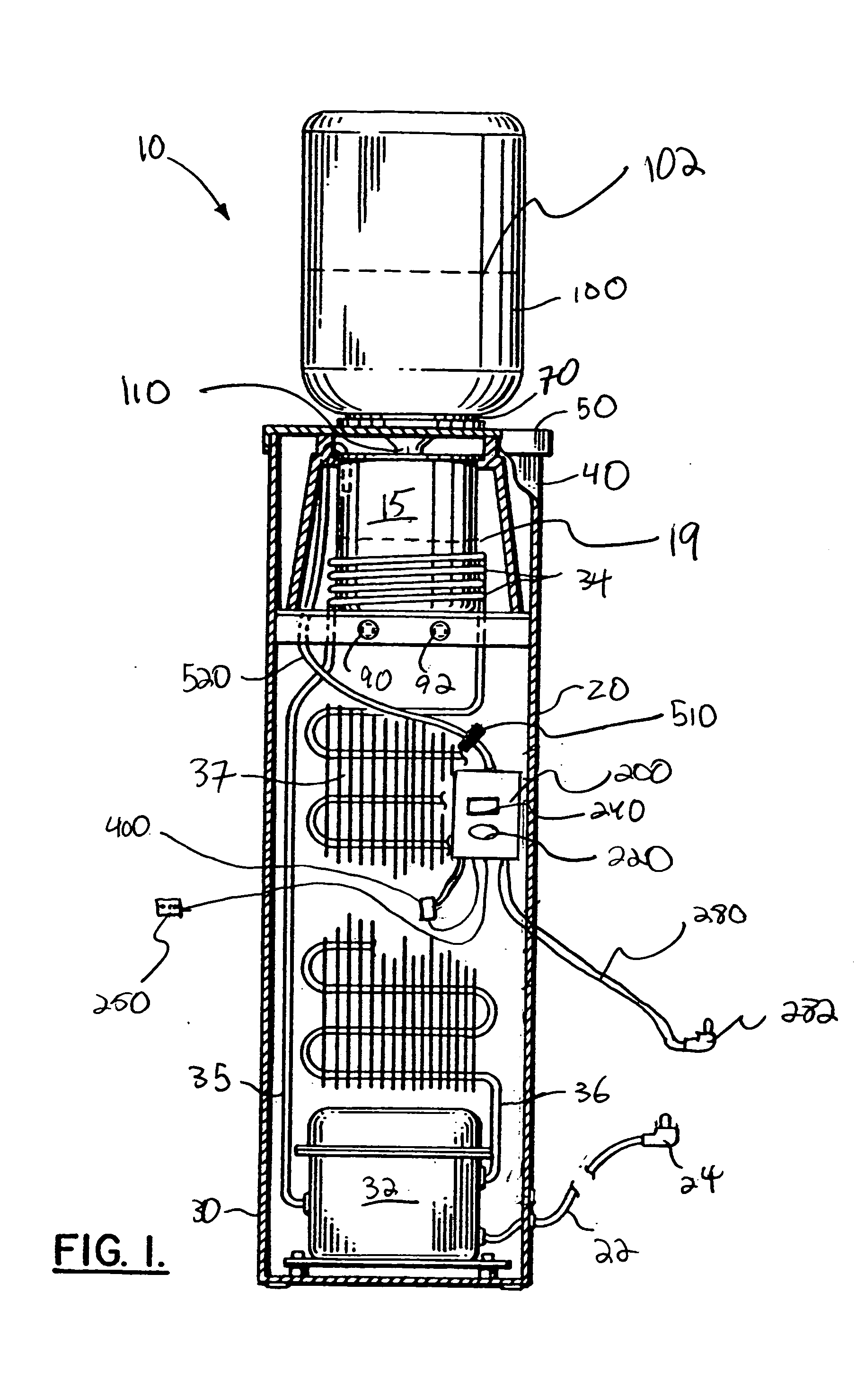 Method and apparatus for programably treating water in a water cooler