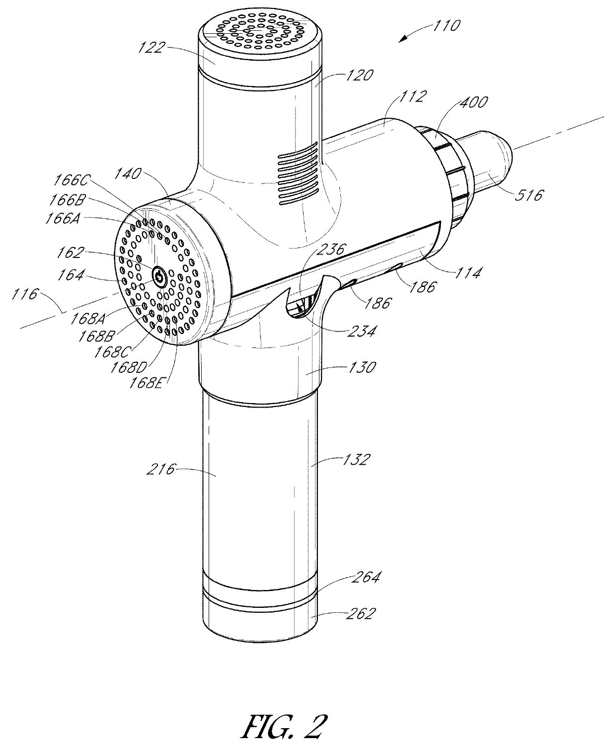 Battery-powered percussive massage device