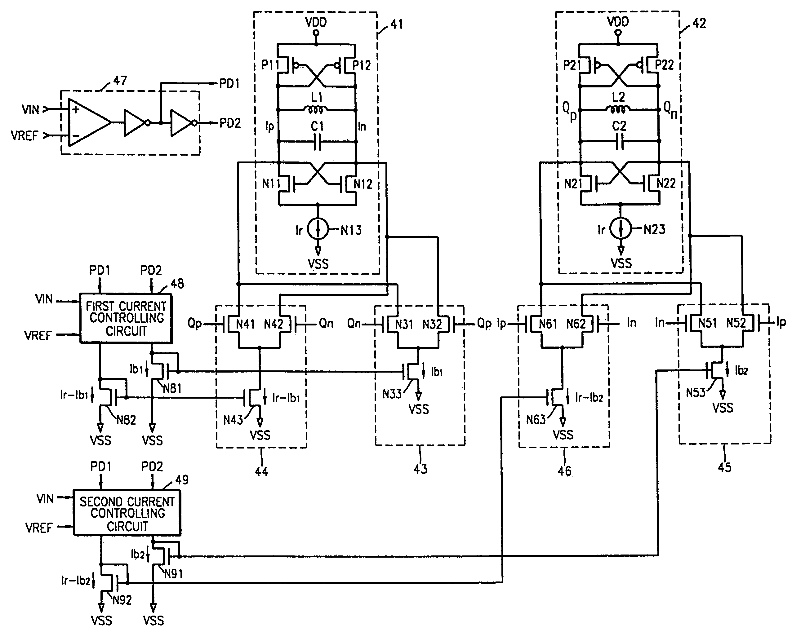 Quadrature voltage controlled oscillator capable of varying a phase difference between an in-phase output signal and a quadrature output signal