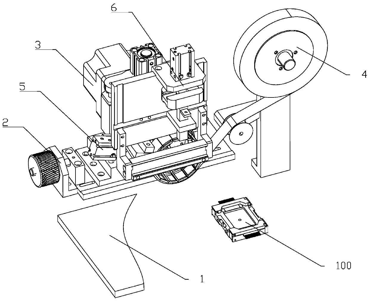 Flat cable end tape attaching device and method