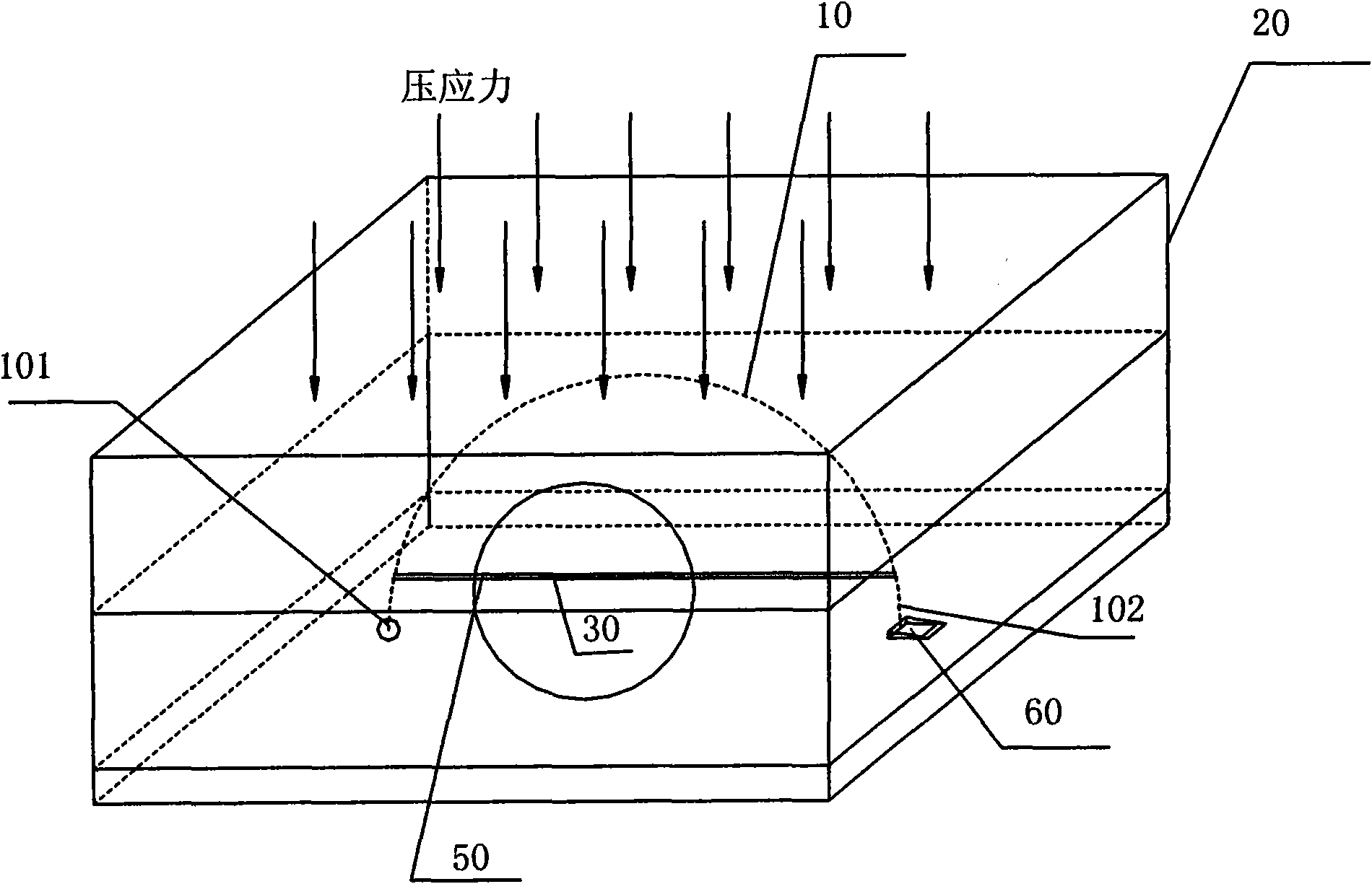 Fiber grating arch bridge-shaped pressure sensor