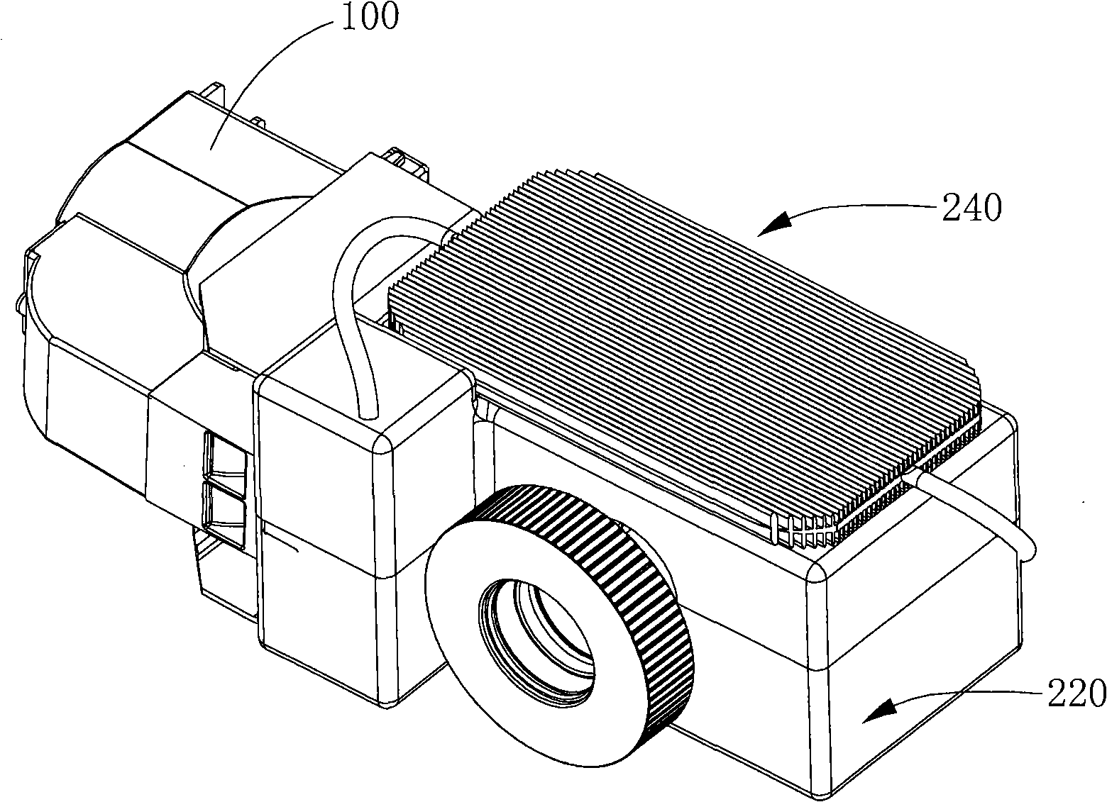 Liquid cooling and heat dissipating system for digital light processing (DLP) projector