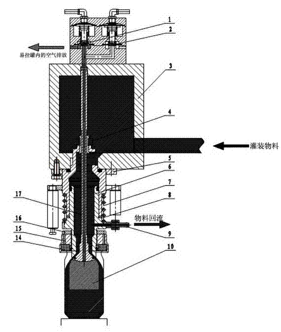 Filling valve for fruit-containing zip-top can beverage