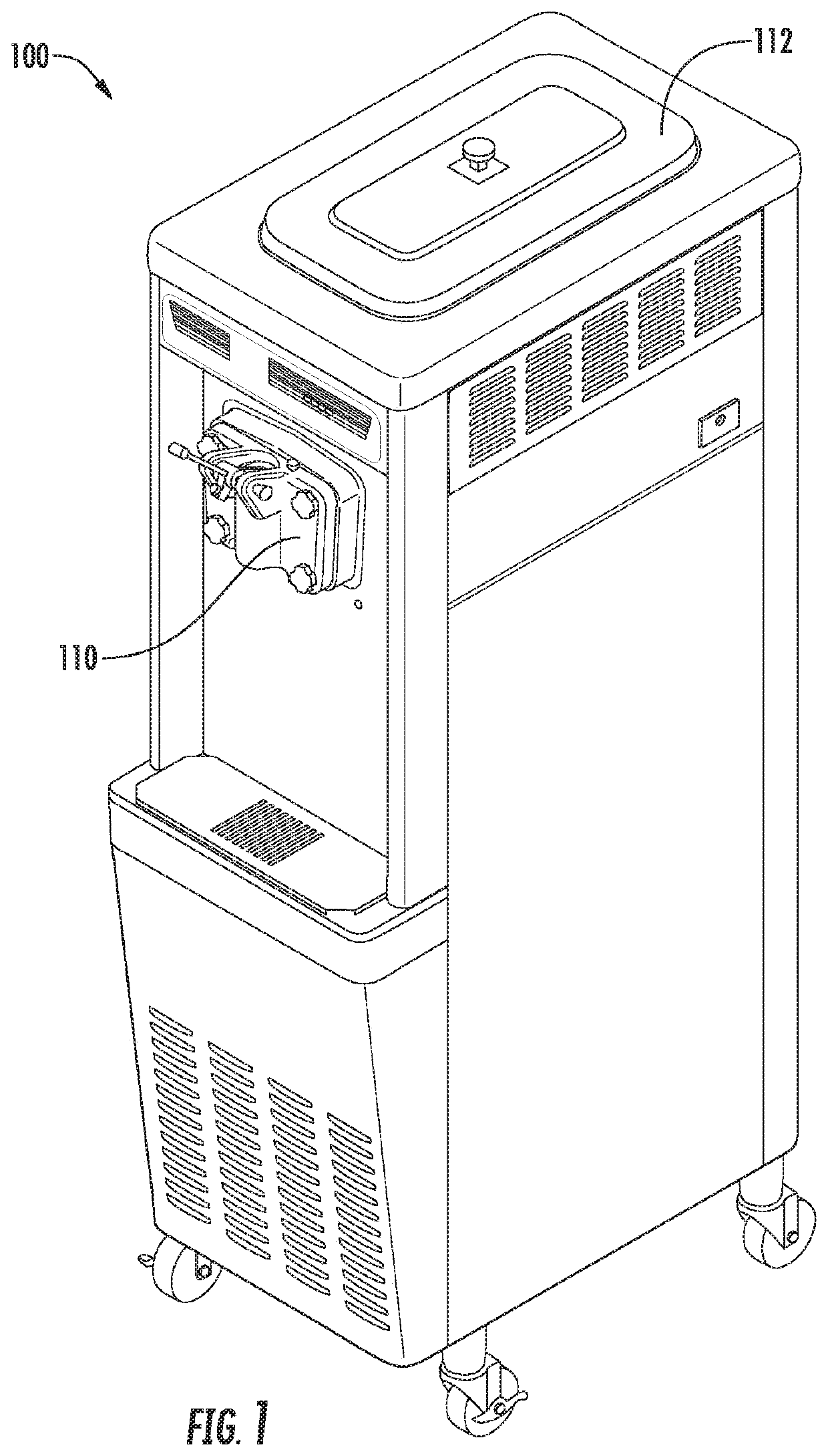 Door and baffle interface assembly for frozen dessert machines