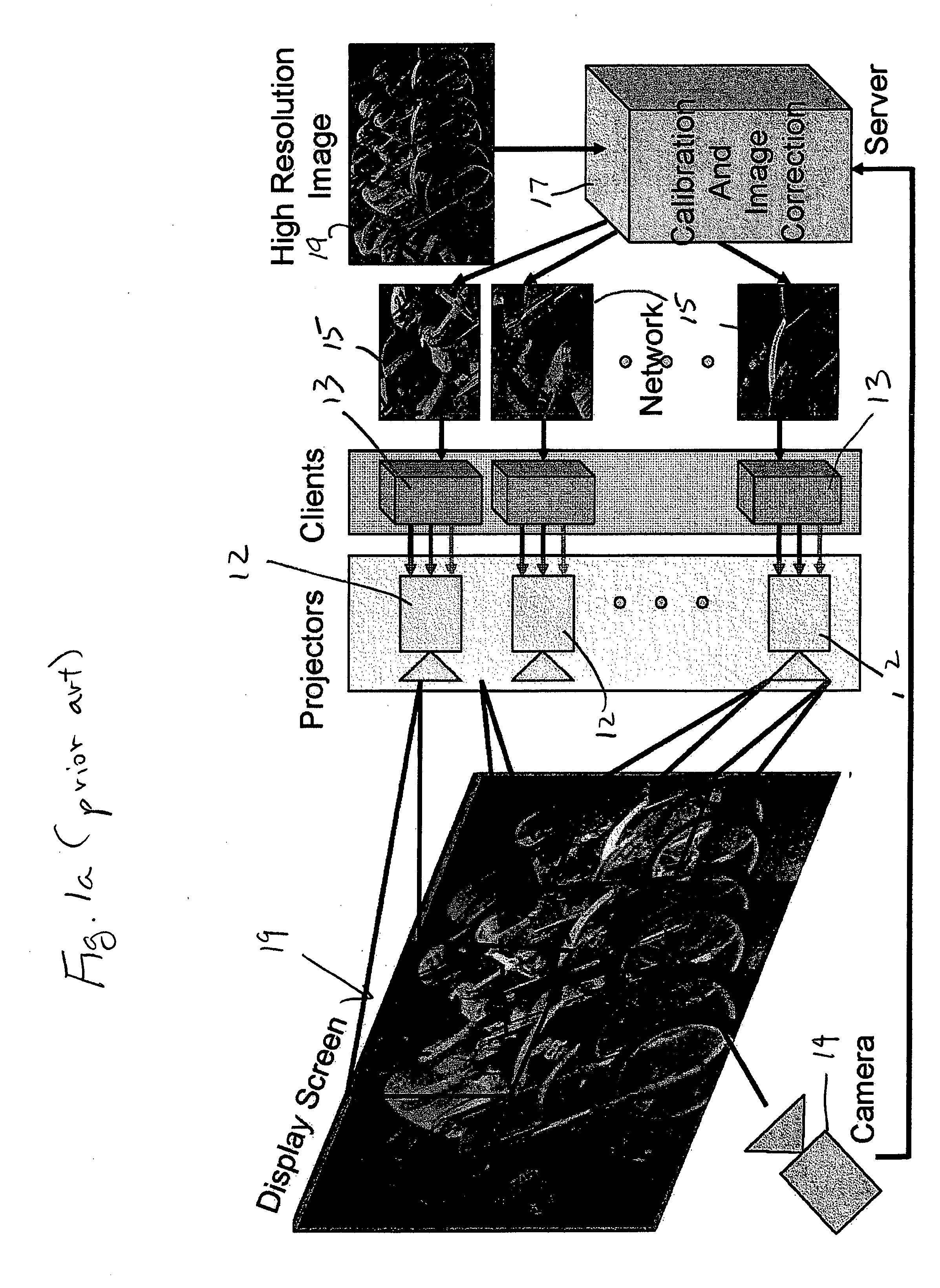 Apparatus and method for self-calibrating multi-projector displays via plug and play projectors