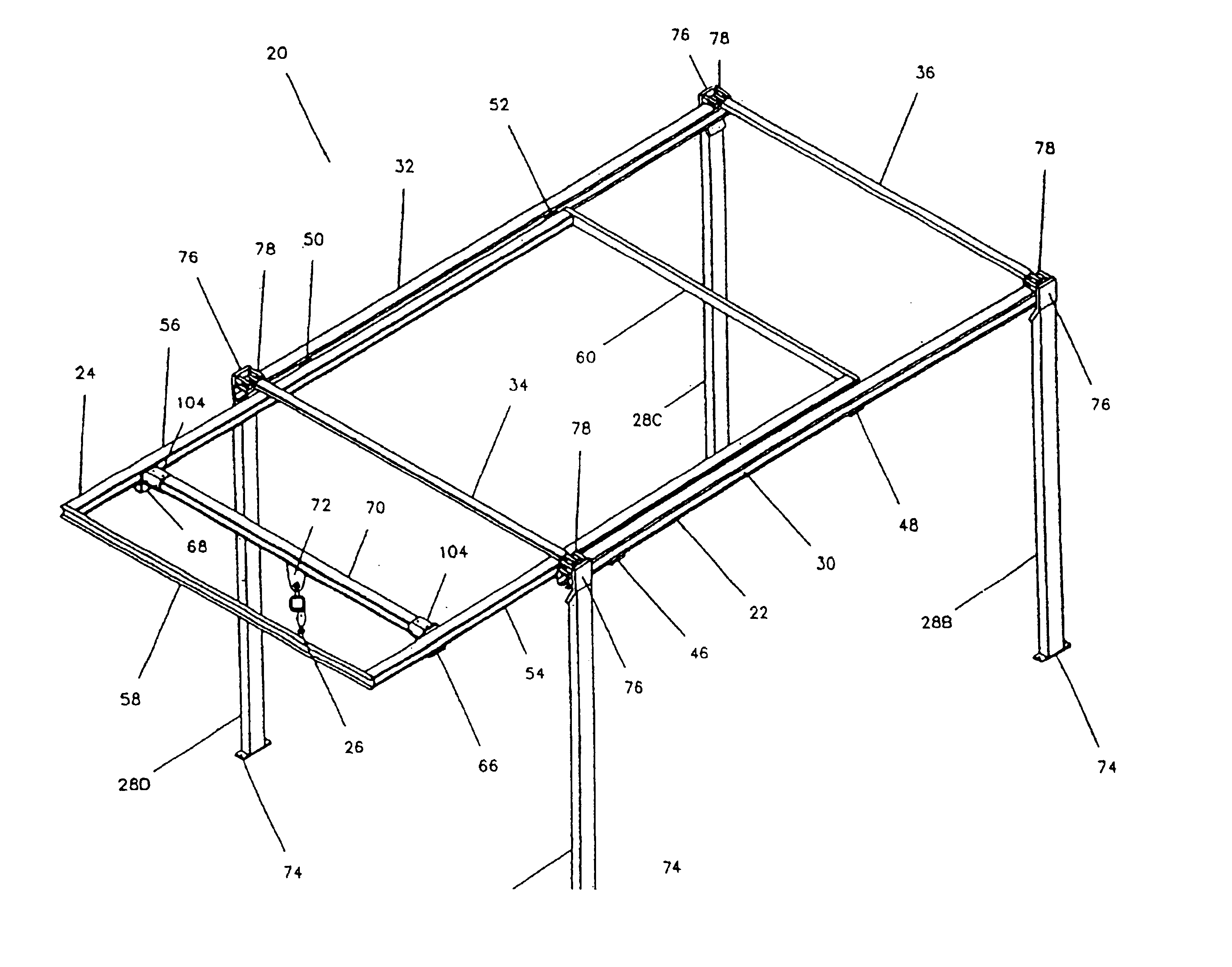 Low headroom telescoping bridge crane system