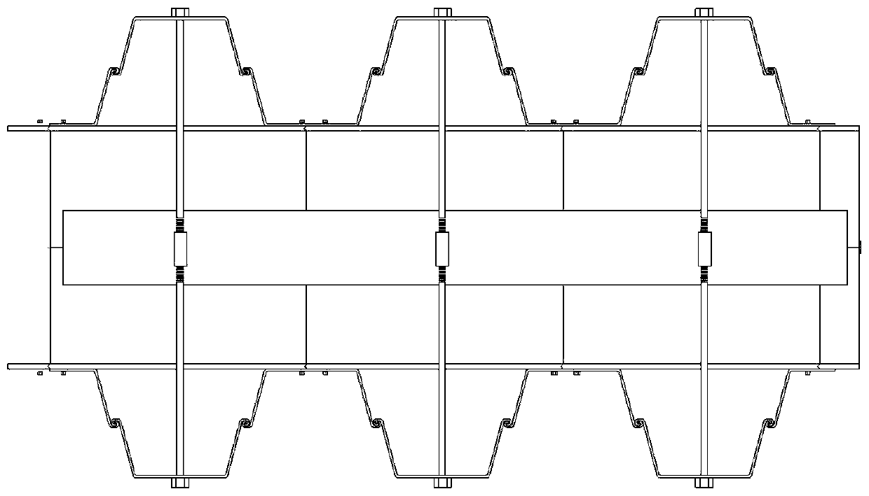 Ultra-high large-span steel reinforced concrete cast-in-place beam formwork reinforcing device and constructing method