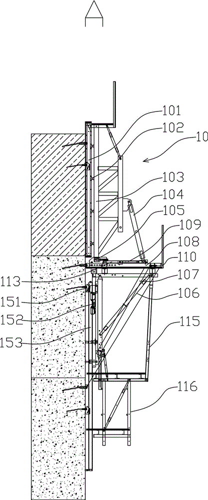 Hydraulic self-lifting cantilever heavy arch dam template work platform