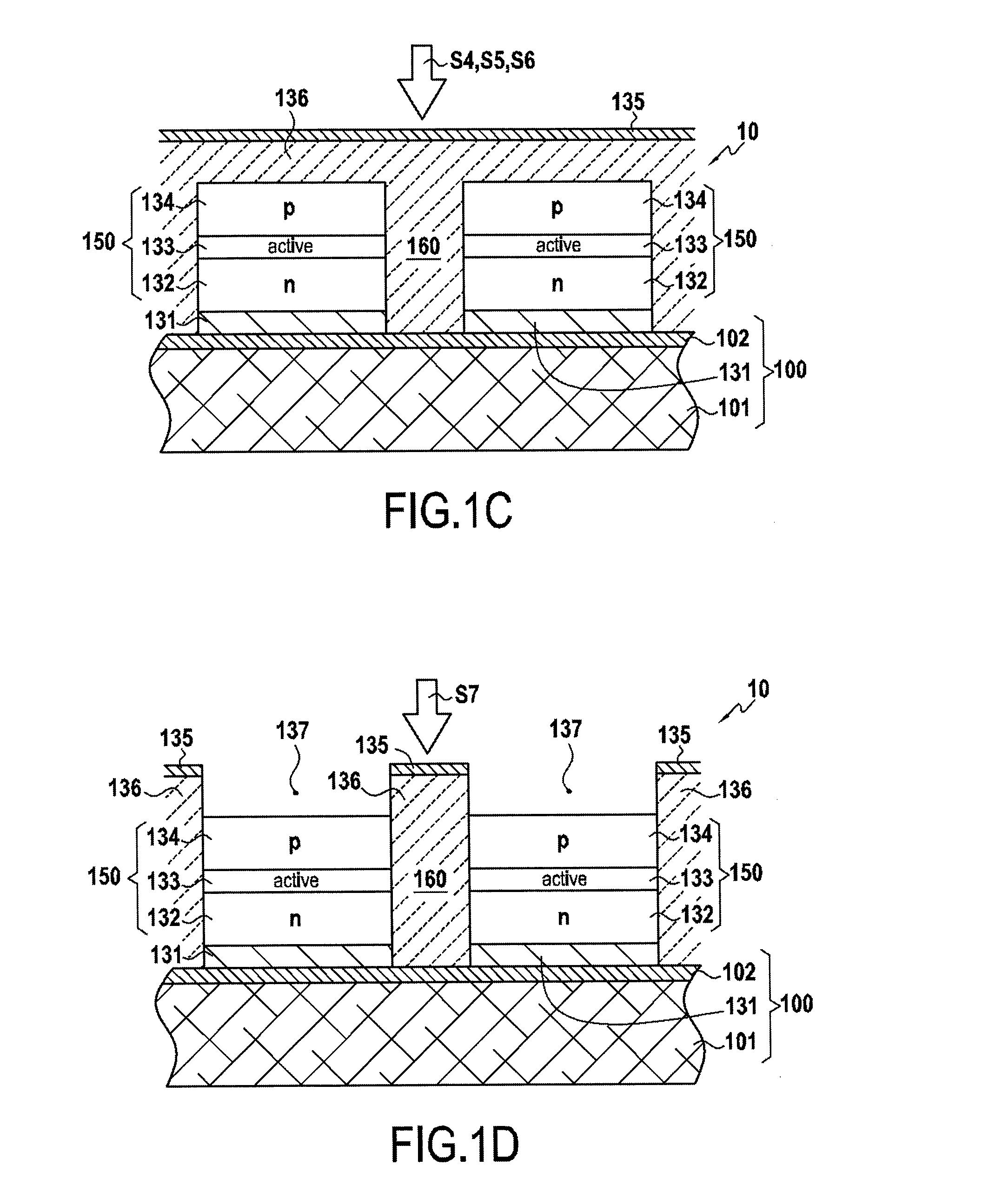 Method of collective manufacture of leds and structure for collective manufacture of leds