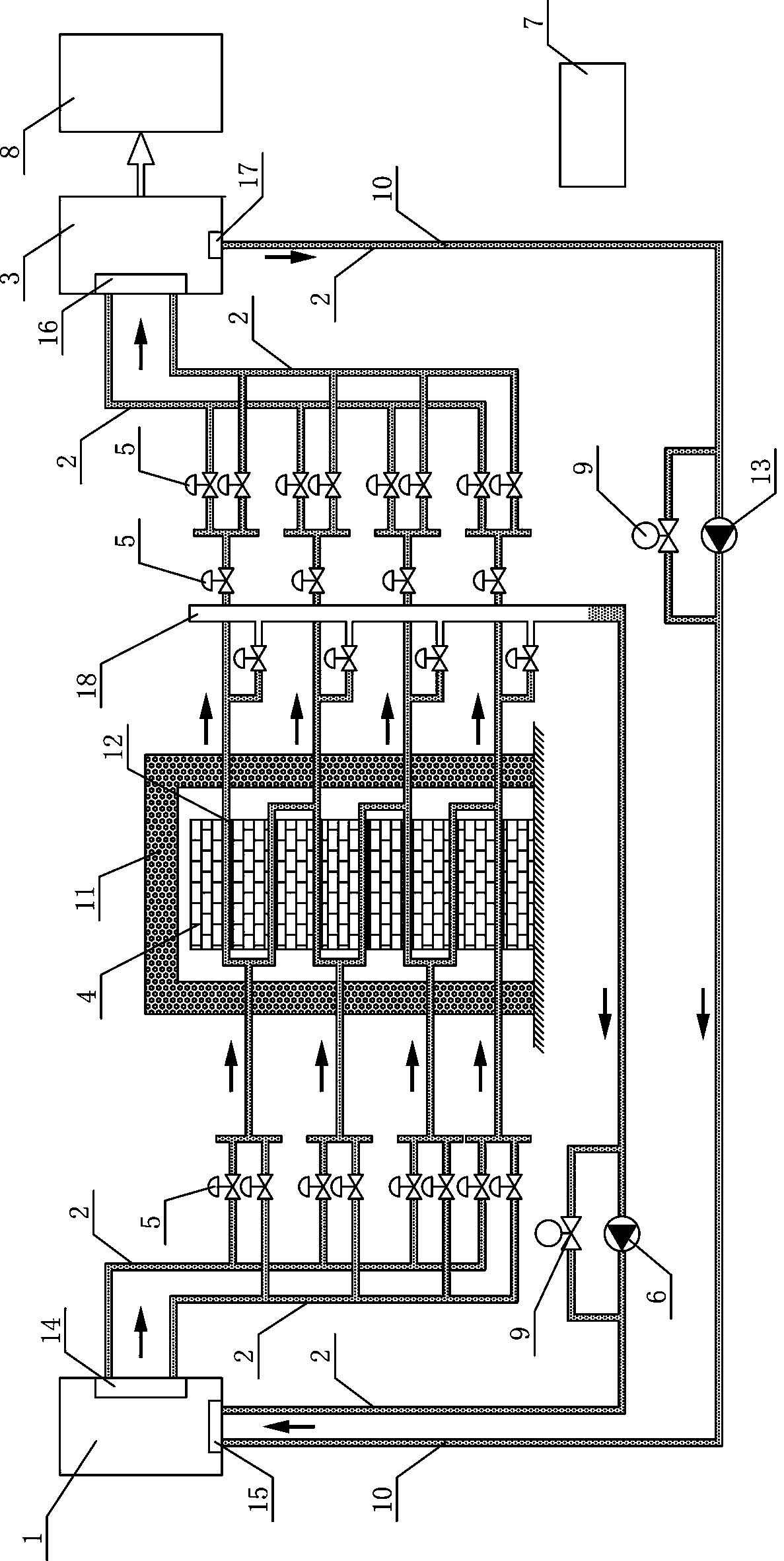 Solid heat energy storage system with multiloop connectors