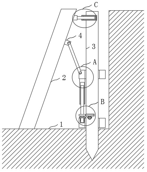 Inclined pile vertical anchor supporting structure adjacent to existing building foundation pit