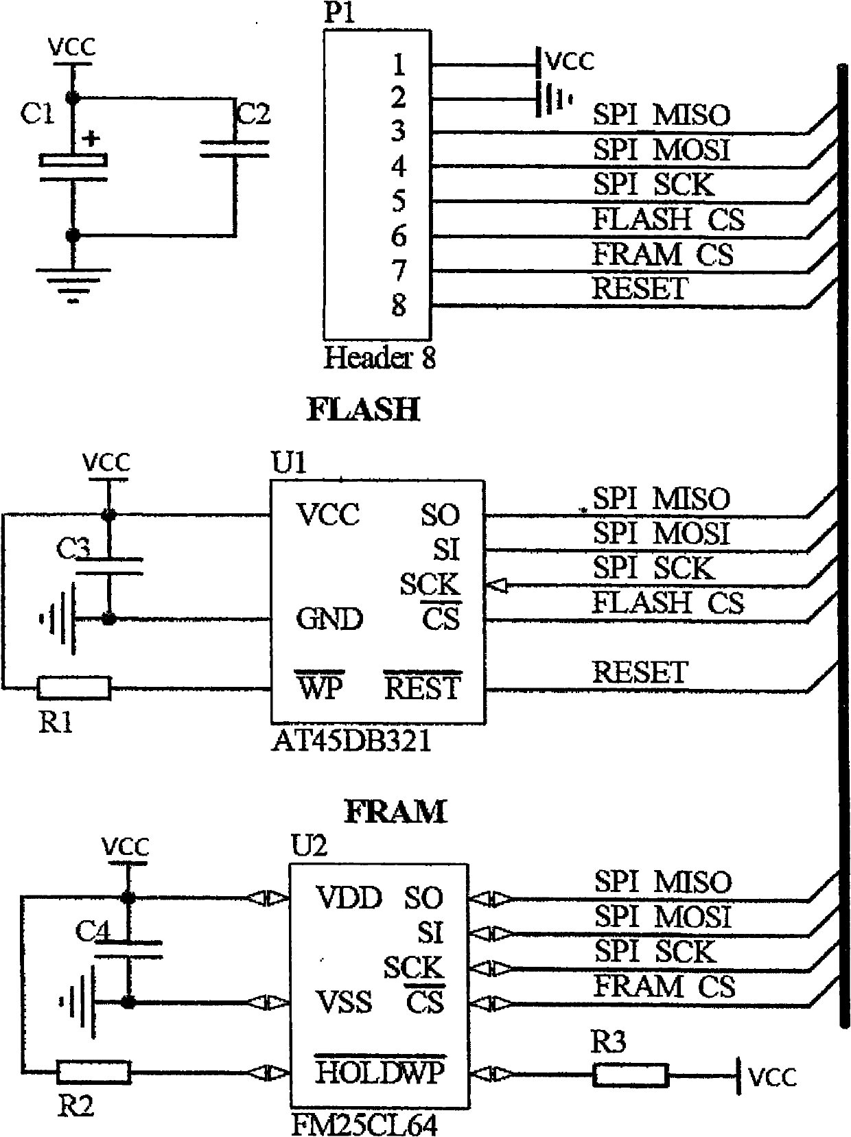 File system management module based on FRAM and Flash