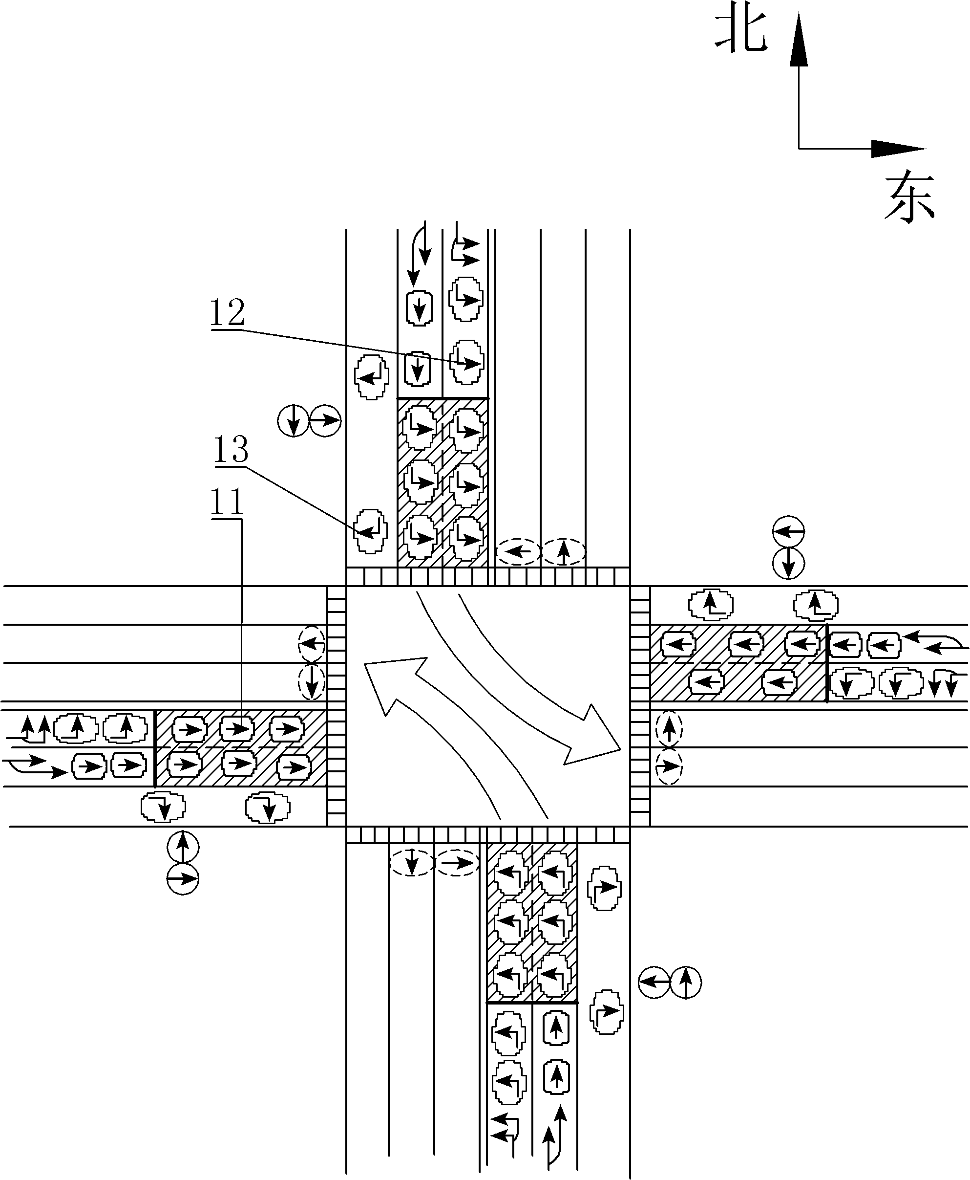 Crossroad traffic control method capable of enhancing vehicle traffic capacity