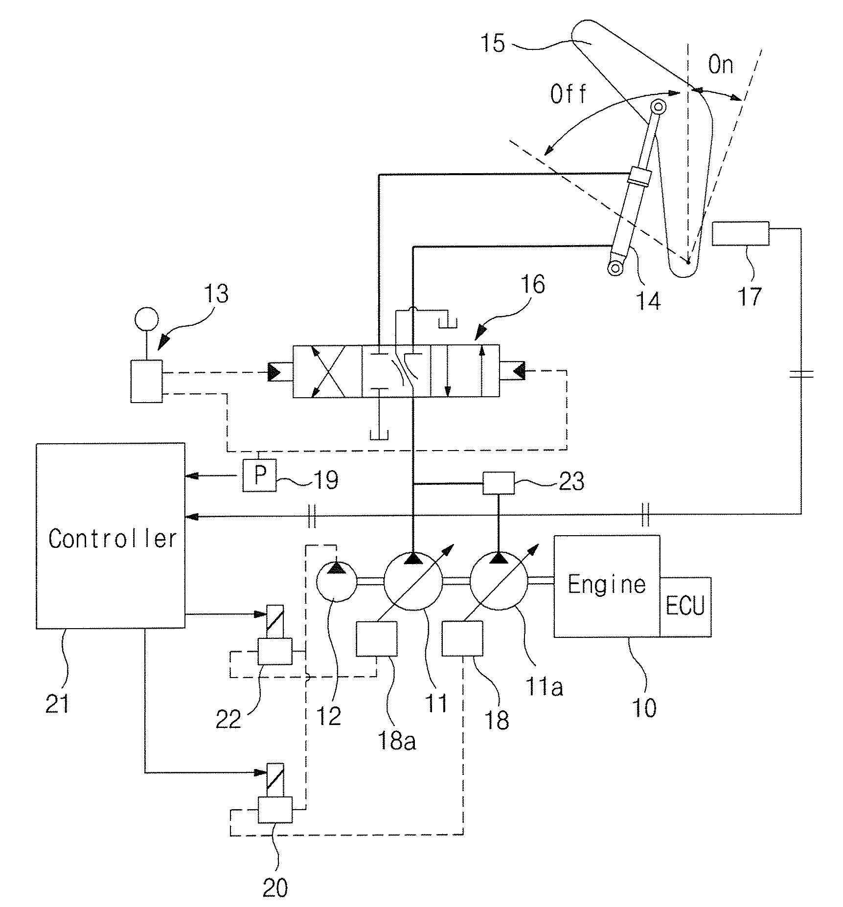 Shock absorption device and control method thereof for small swing radius excavator