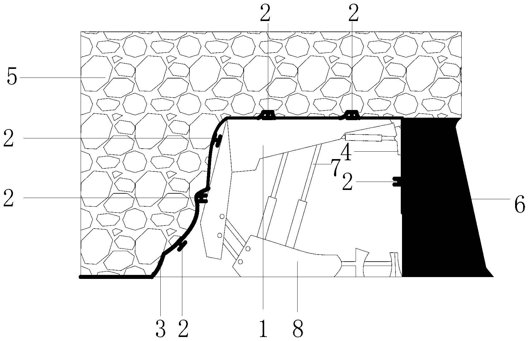 Supporting method capable of preventing roof and wall falling accidents