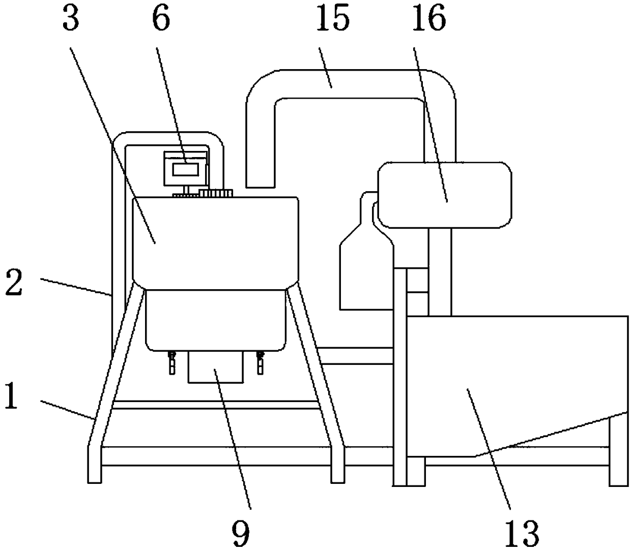 An automatic suction particle crushing and grinding machine