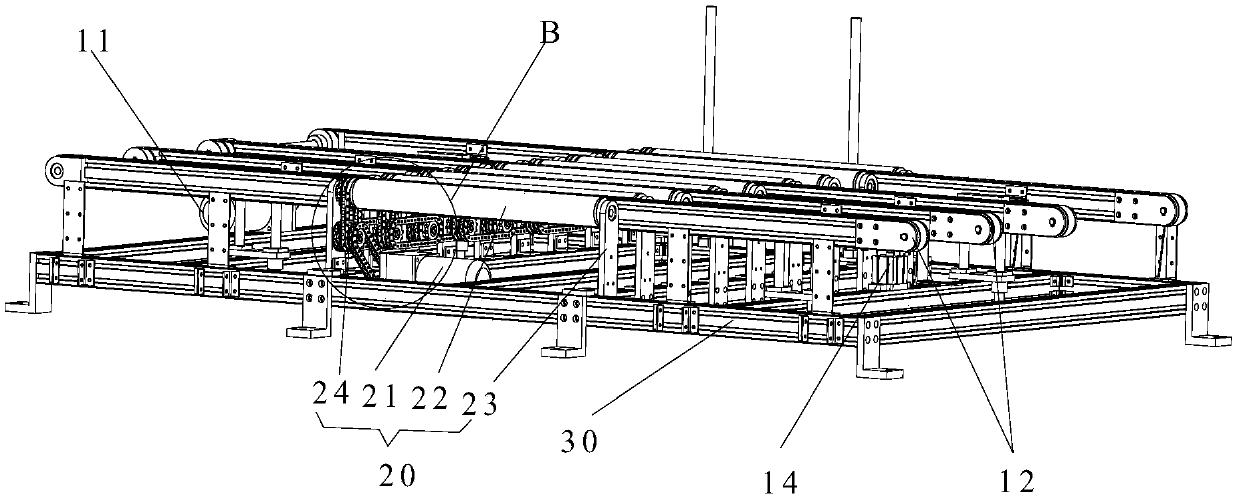 Material conveying device and stacking machine with same