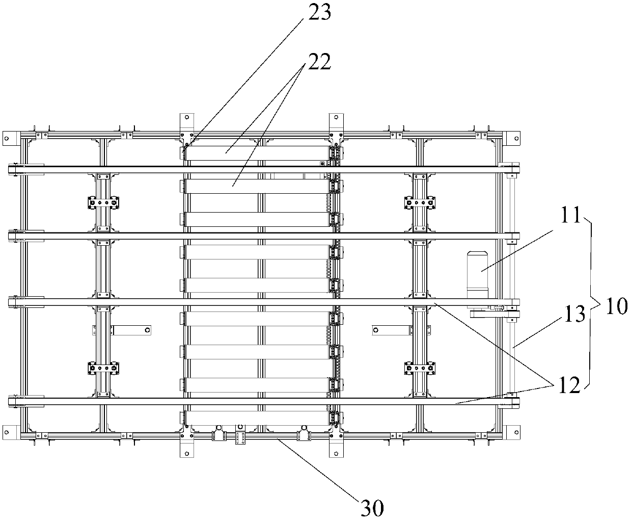 Material conveying device and stacking machine with same