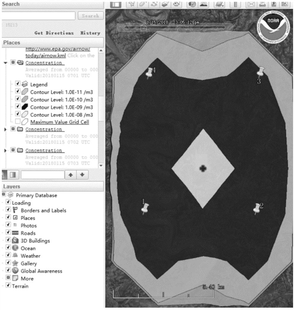 Real terrain modeling and toxic gas diffusion simulation method