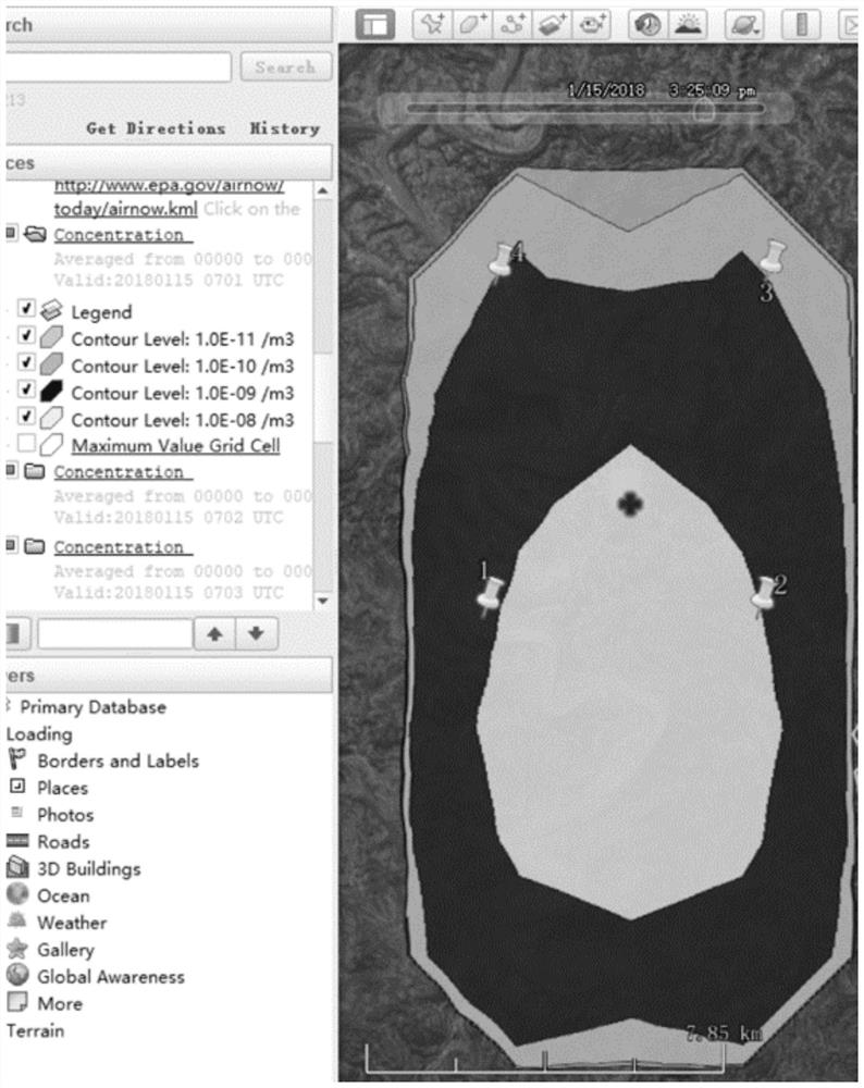 Real terrain modeling and toxic gas diffusion simulation method