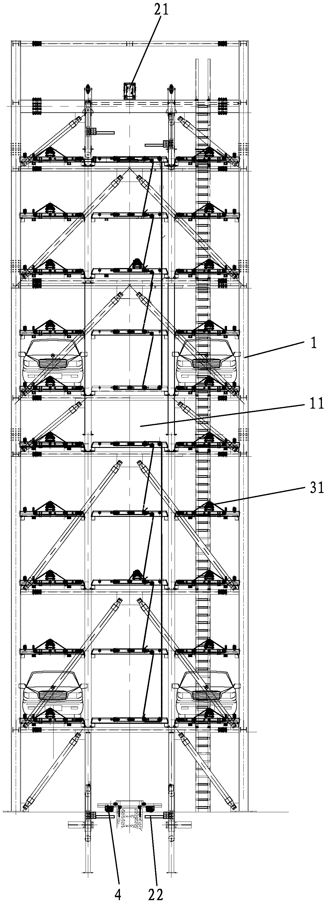 Comb-tooth type tower garage parking equipment