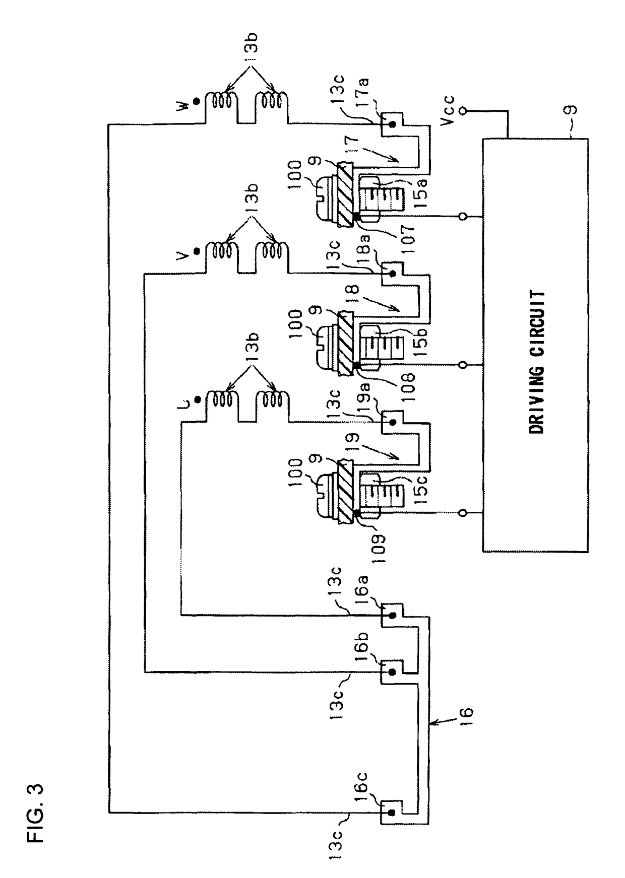 Electric motor and electric pump unit with busbars integrally formed with driving circuit connecting terminals