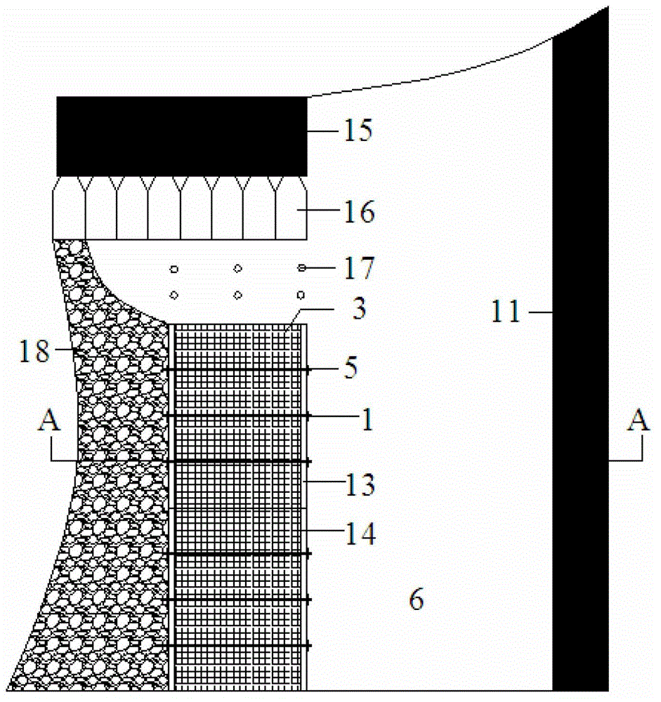 Active reinforced filling wall and construction method