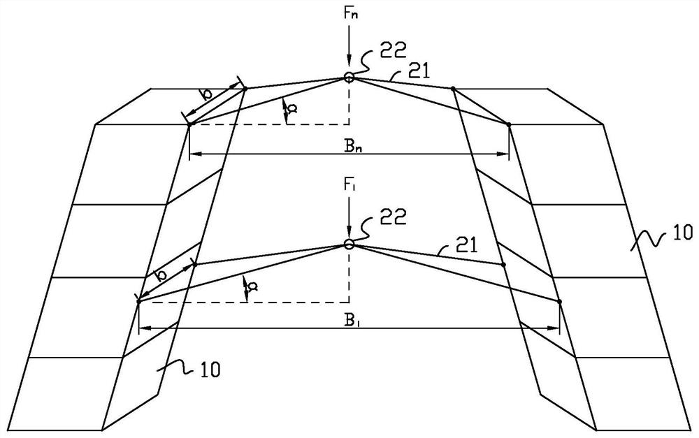 Inclined strut device for bridge tower column construction and mounting structure