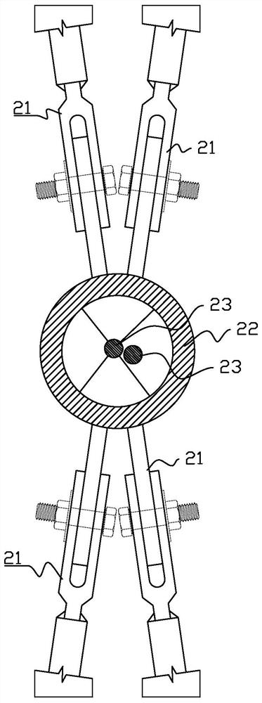 Inclined strut device for bridge tower column construction and mounting structure