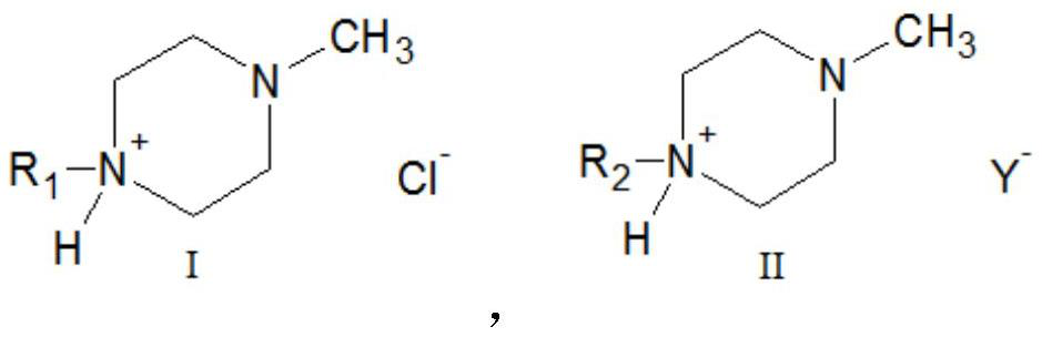 A kind of piperazine composite ionic liquid, its preparation method and its application in dissolving aramid fiber 1313