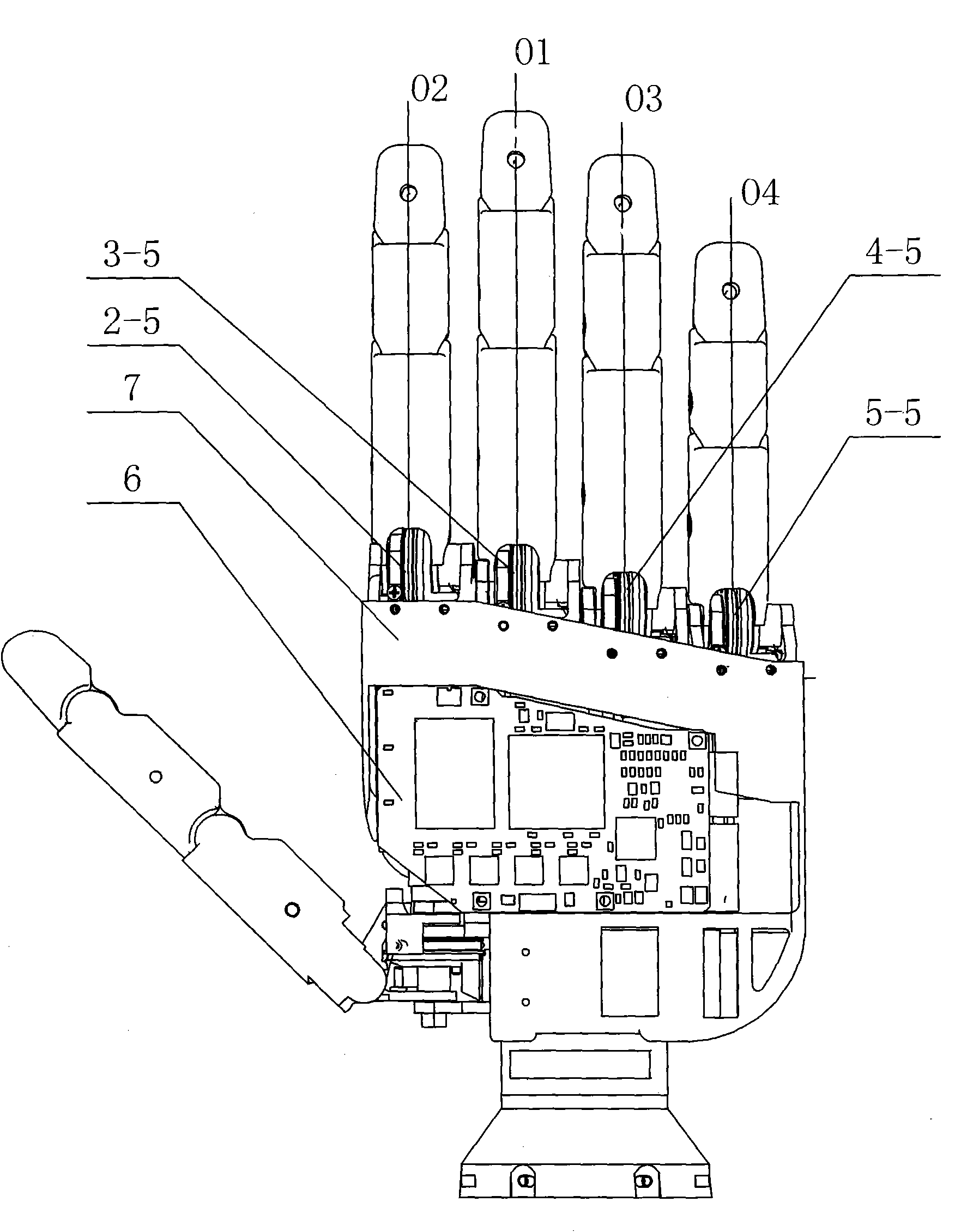 Five-degree-of-freedom artificial hand mechanism