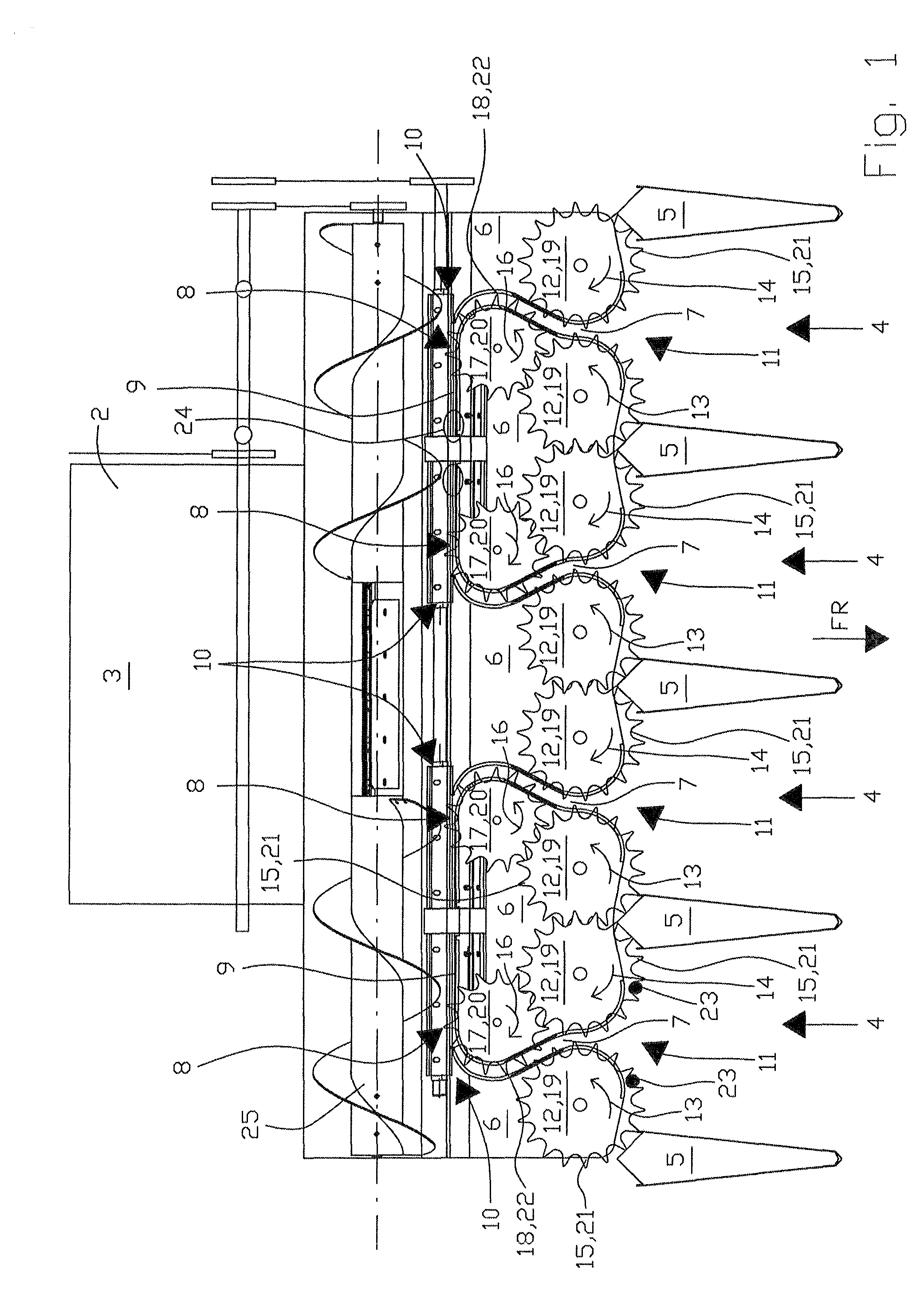 Front attachment for harvesting stalked plants