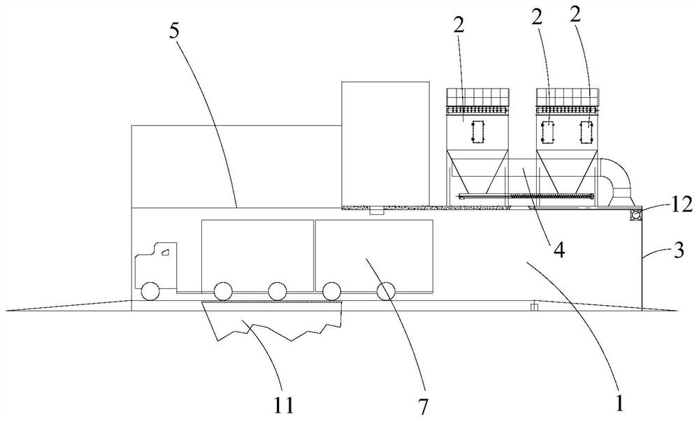 Grain unloading depot dust removal system