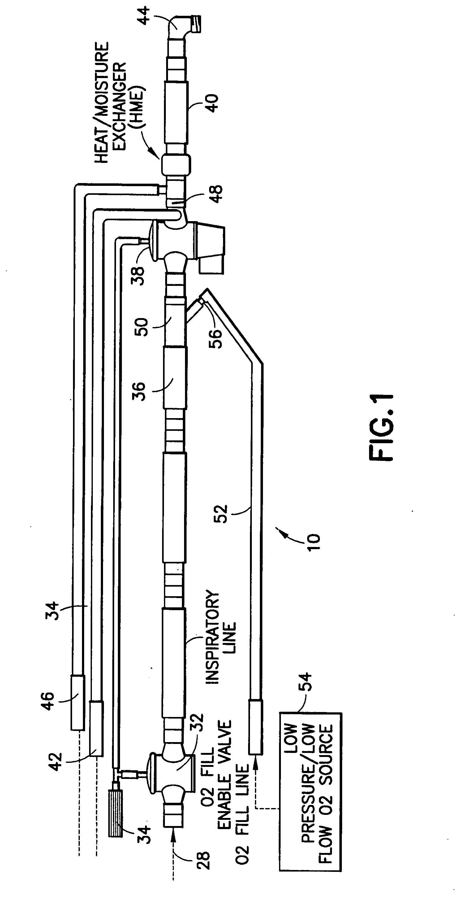 Ventilator circuit for oxygen generating system