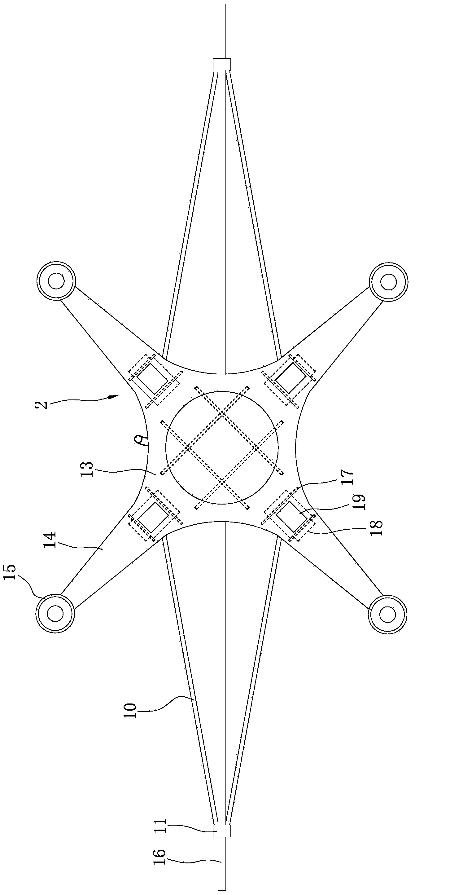 Body supporting assembly for four-axis unmanned aircraft