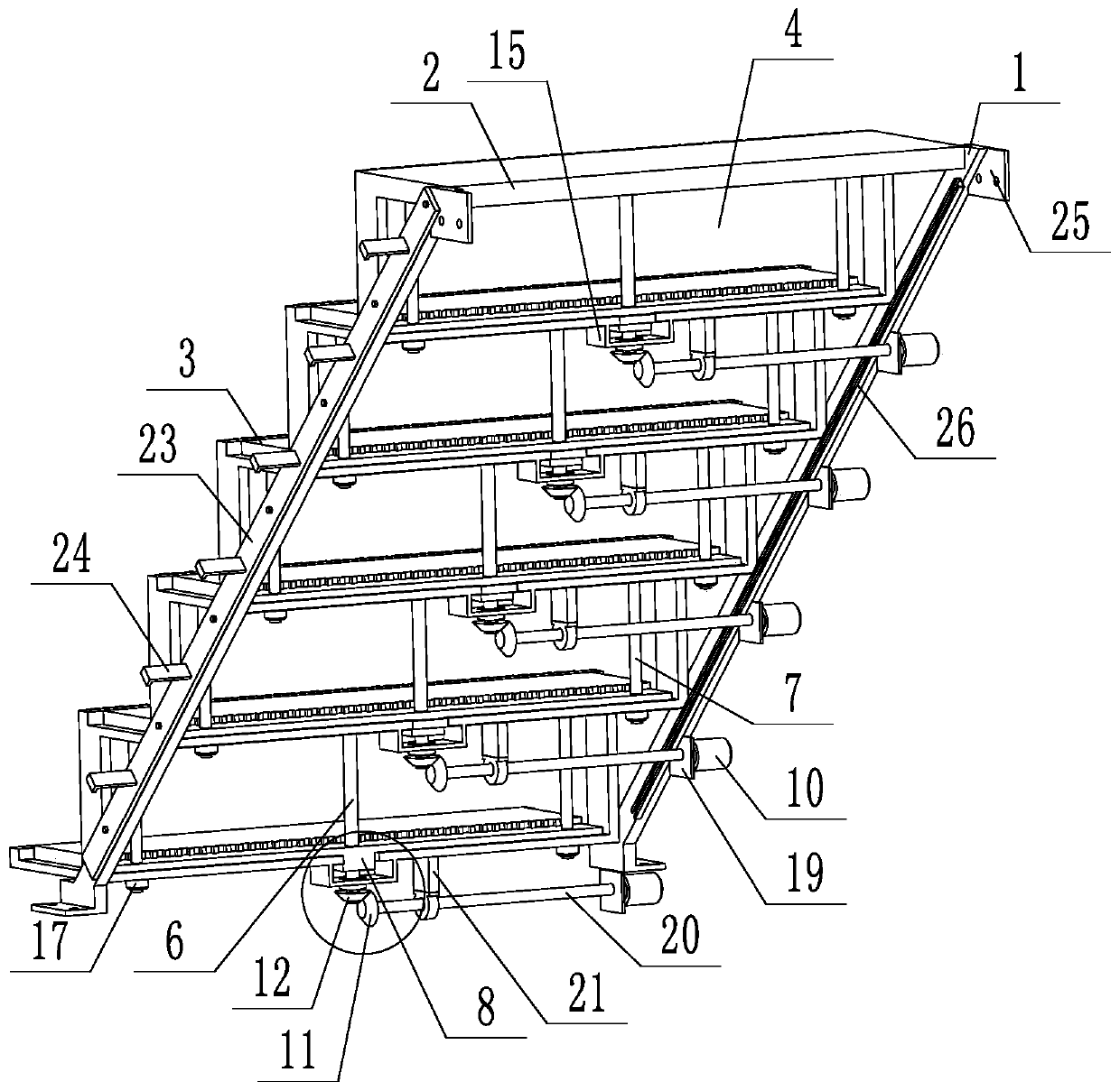 Stair with automatic lifting steps