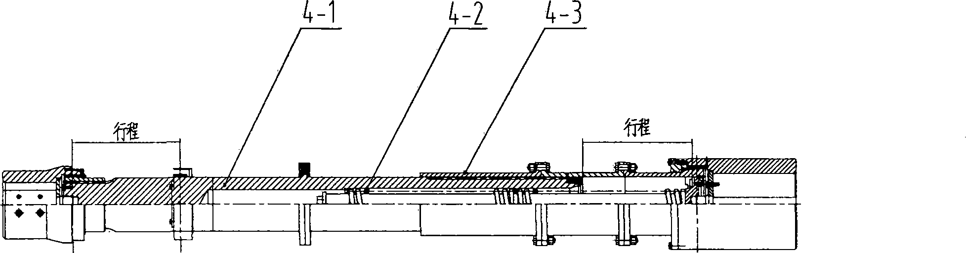 Main transmission spindle for three-roller tandem rolling tube machine