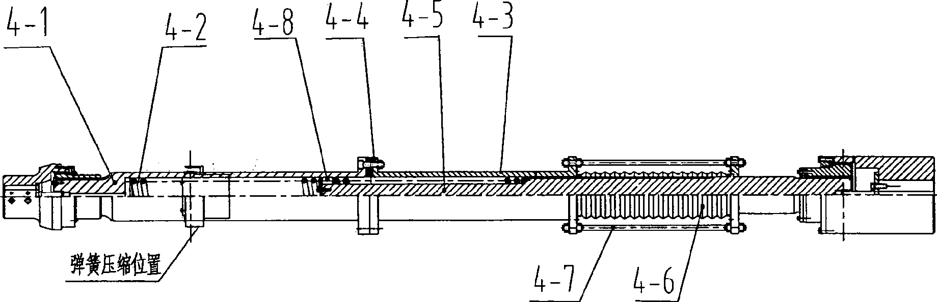 Main transmission spindle for three-roller tandem rolling tube machine