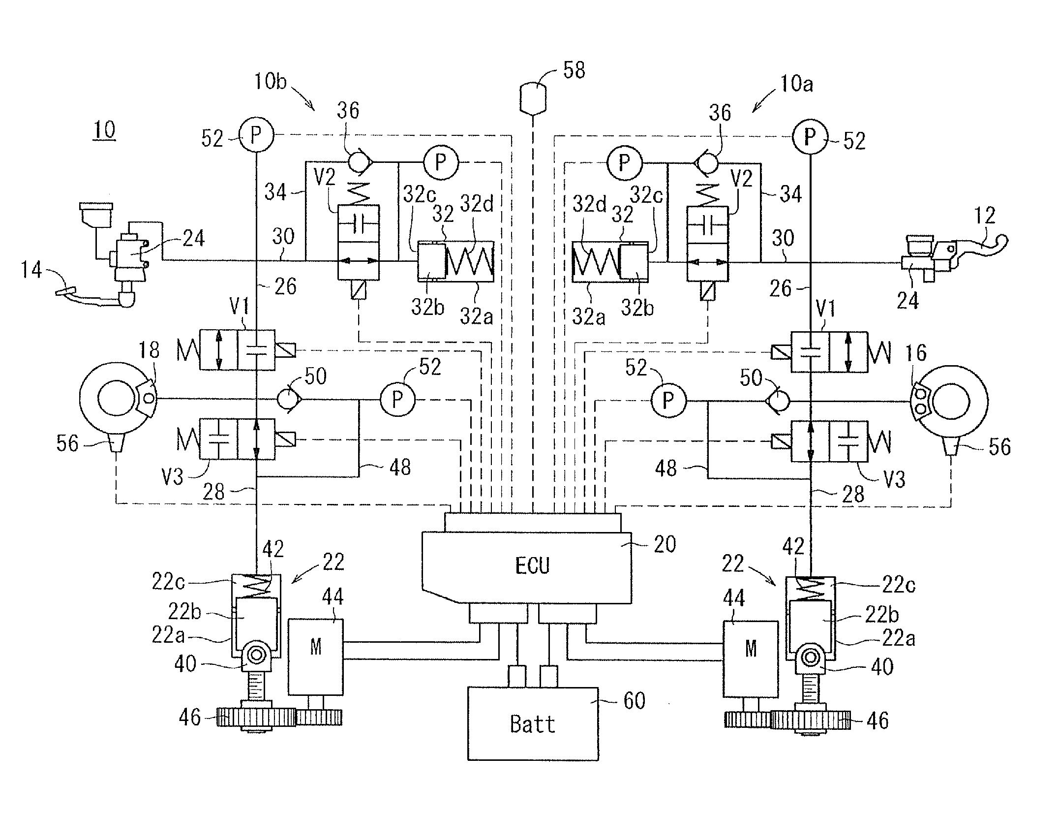 Brake device for a motorcycle