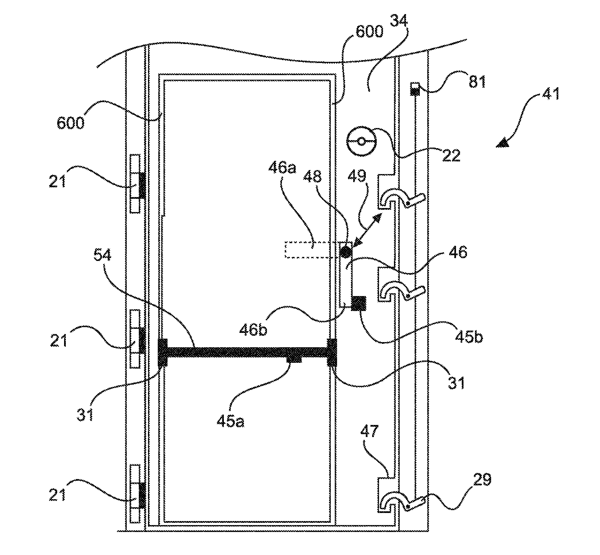 Retaining system for a movable component