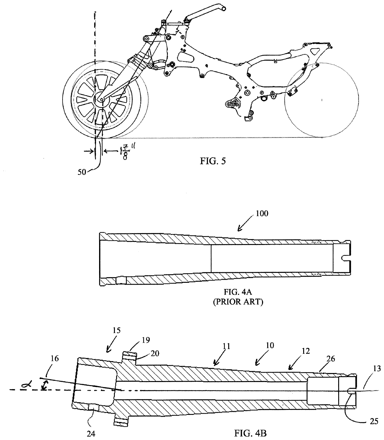 Rake device for a three wheel motorcycle